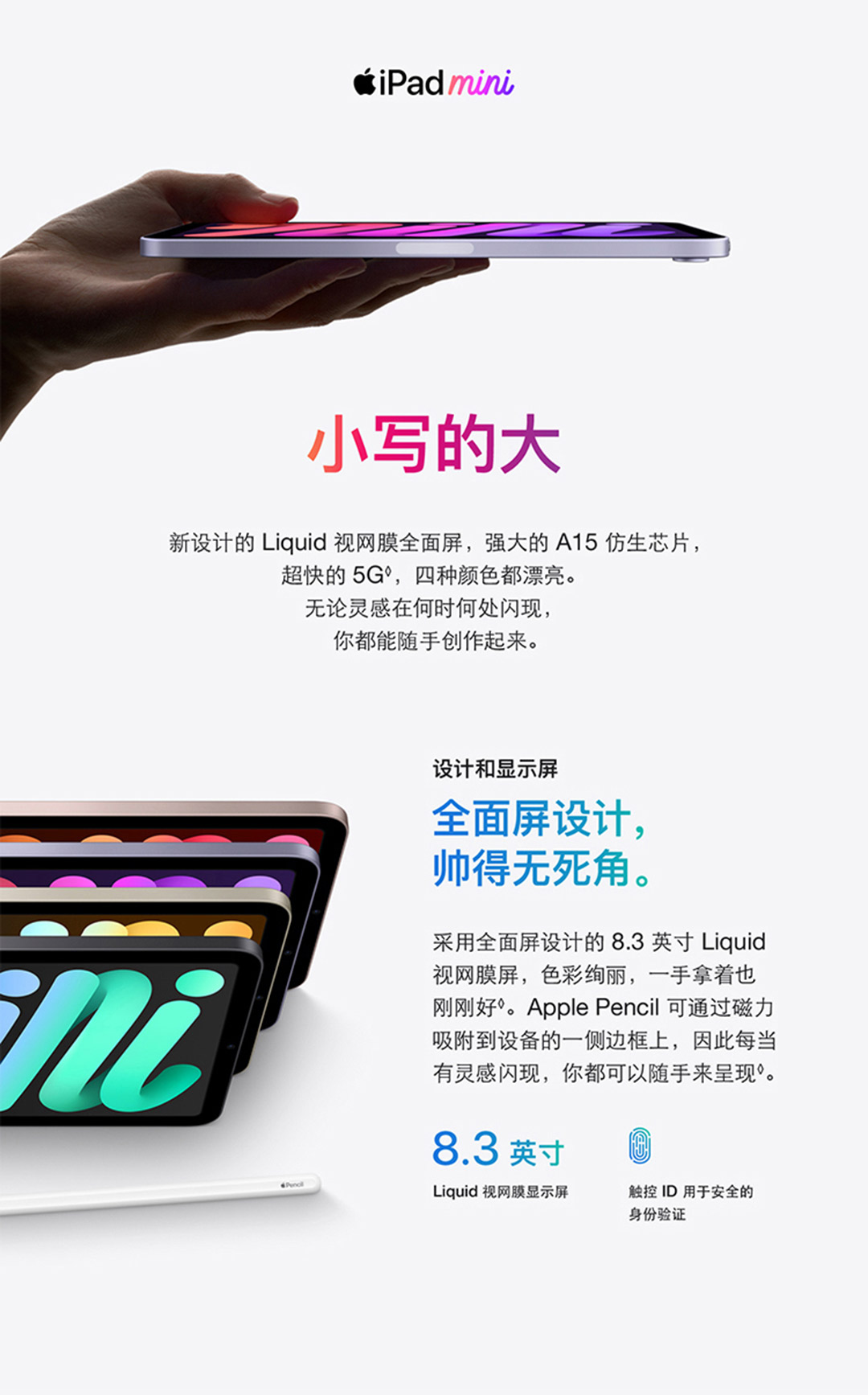 Apple/苹果iPad mini6 8.3英寸平板电脑 64G-WLAN版 深空灰色